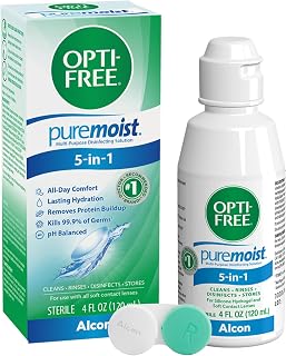 Oculus Curae Aqua Naina Saline Solution – Preservative-Free Sterile Rinse for Soft, Hard & Gas Permeable Contact Lenses – Unisol 4 Alternative – Travel-Friendly – 4X 4 fl oz Bottles
