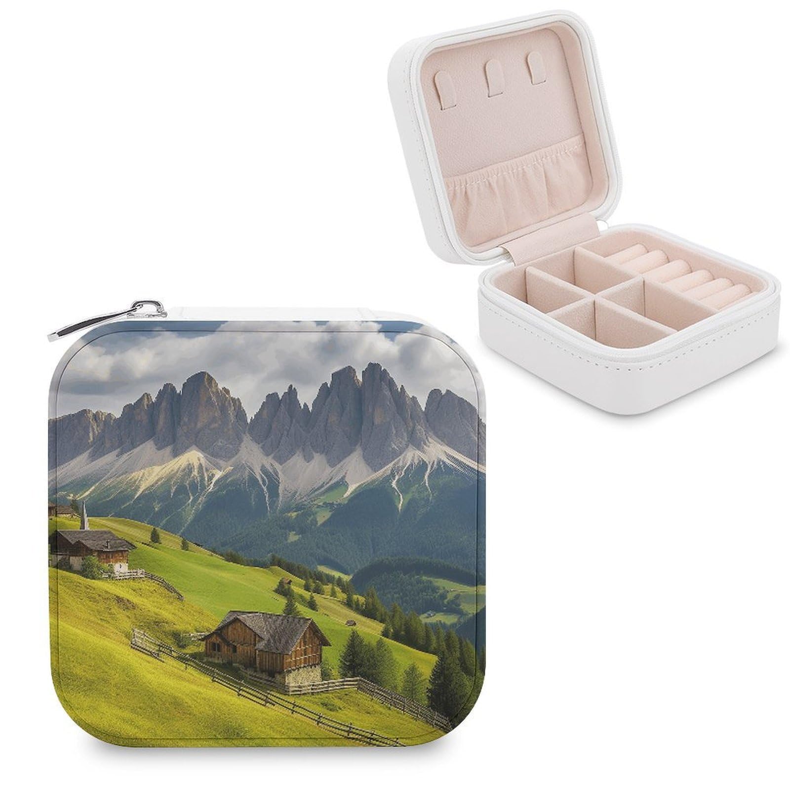 FekiLoot Surrounded by Mountains Jewelry Case Personalized Leather Jewelry Box Mini Travel Jewelry Case Small Portable Jewelry Organizer for Ring Earrings Necklace Bracelet