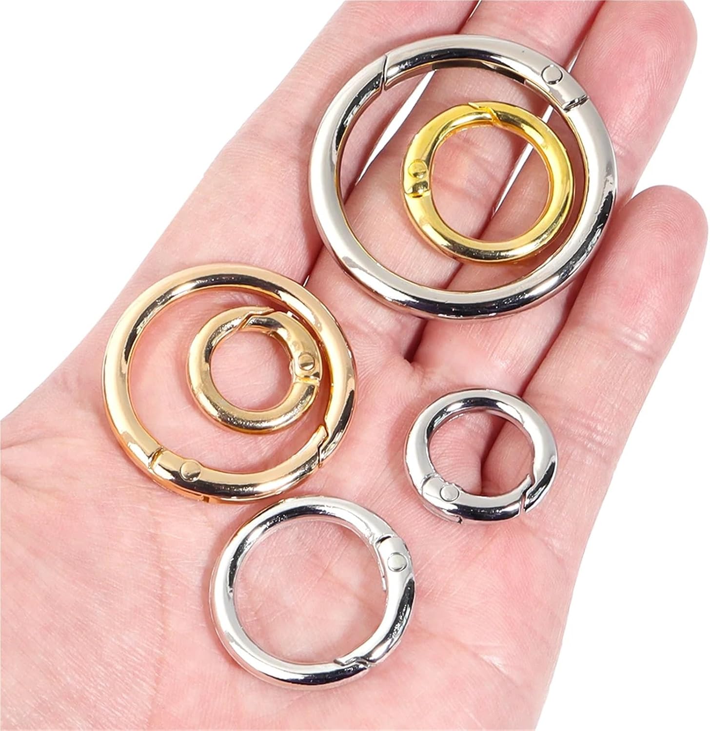 50pcs Metal O Ring Spring Clasps Gold Openable Round Hook for DIY Jewelry Making