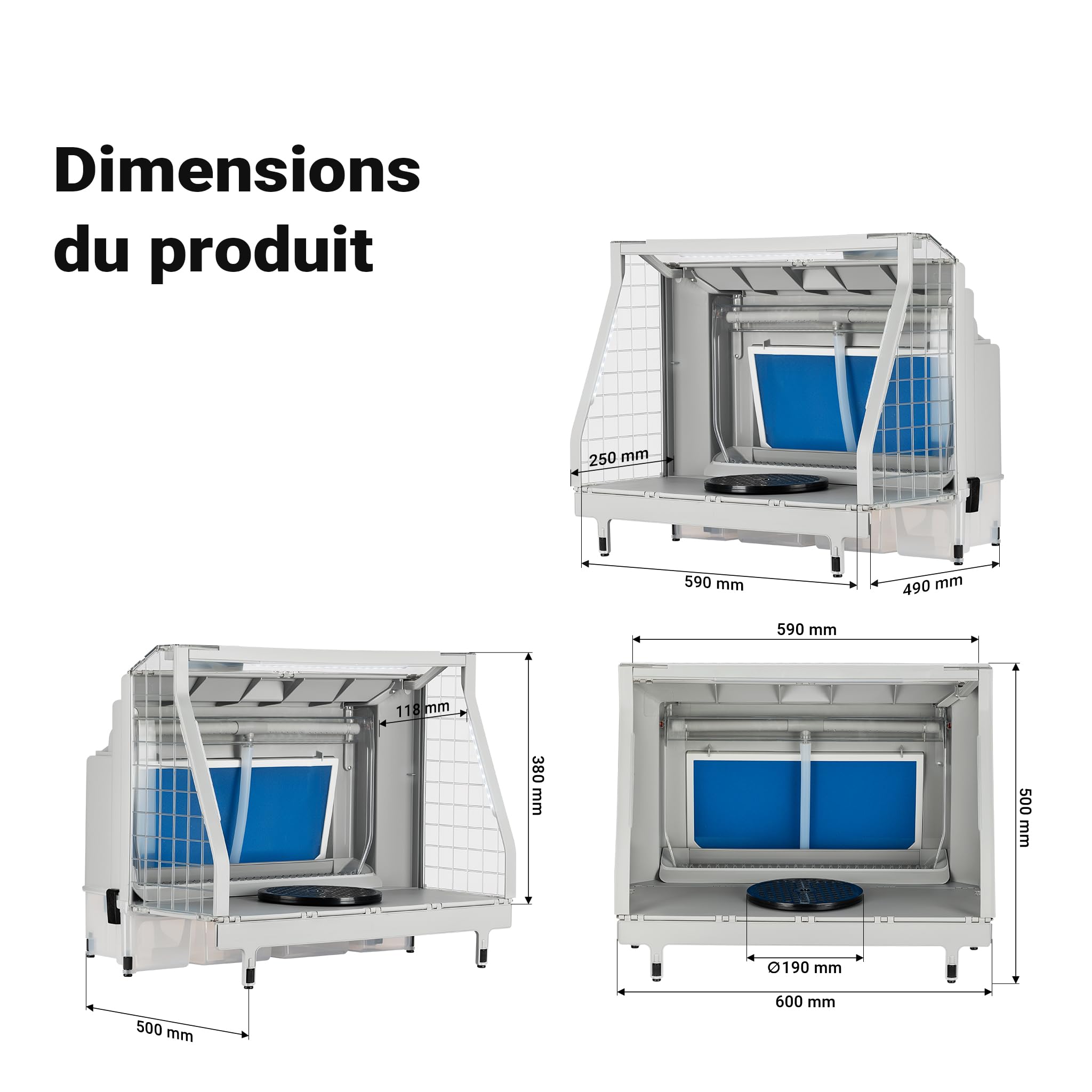 XPOtool Cabine d’Aspiration pour aérographie Airbrush 230 V – 52 DB – 11 m³/MN – avec Paroi d’Eau et Éclairage réglable – Extraction Vapeur Brouillard Peinture – Tatouage modélisme manucure Nail Art