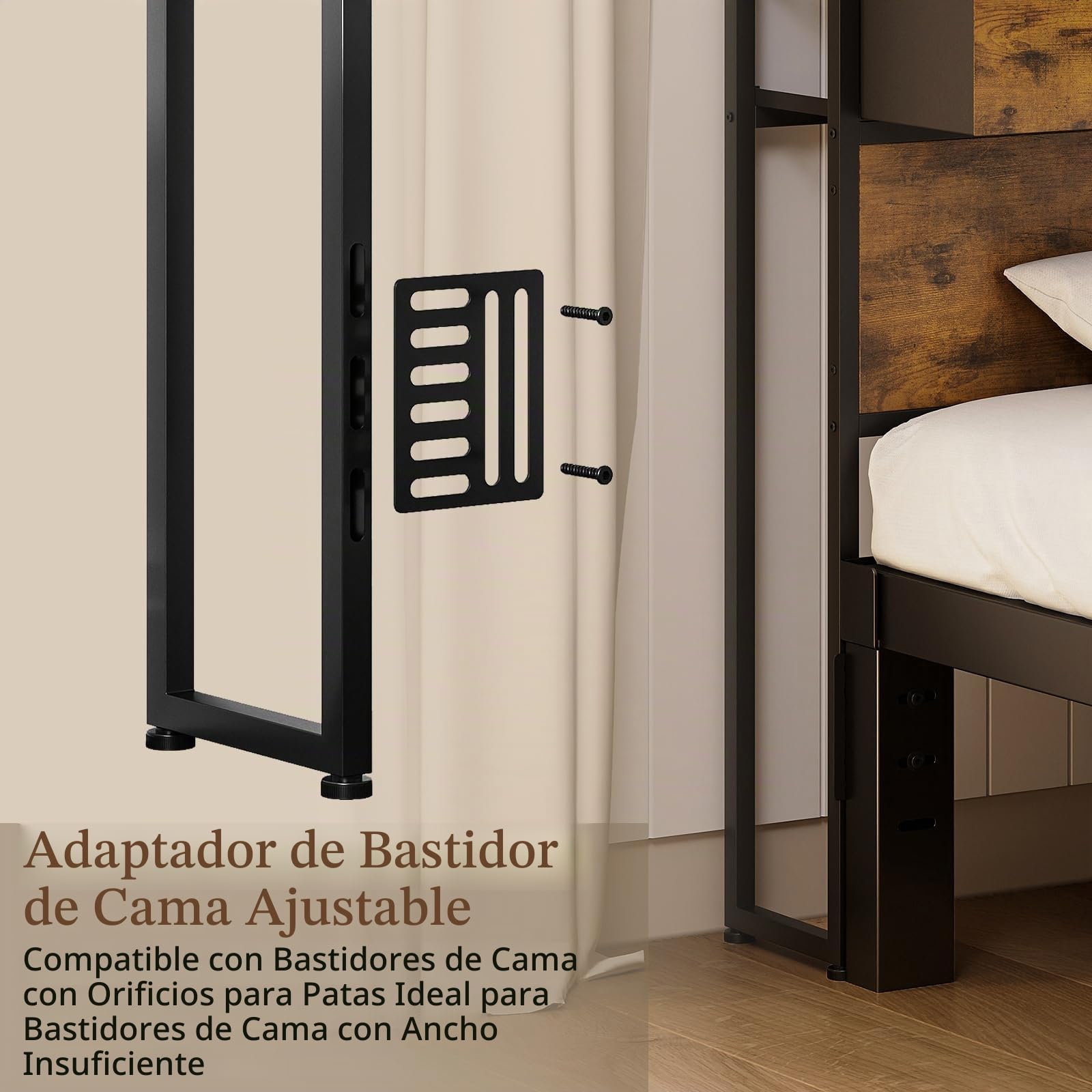 VEDECASA Cabecero de cama de 160 x 200 cm con 4 cajones de tela y estante, cabecero independiente con espacio de almacenamiento, fijación ajustable para marco de cama, madera, metal, estilo industrial