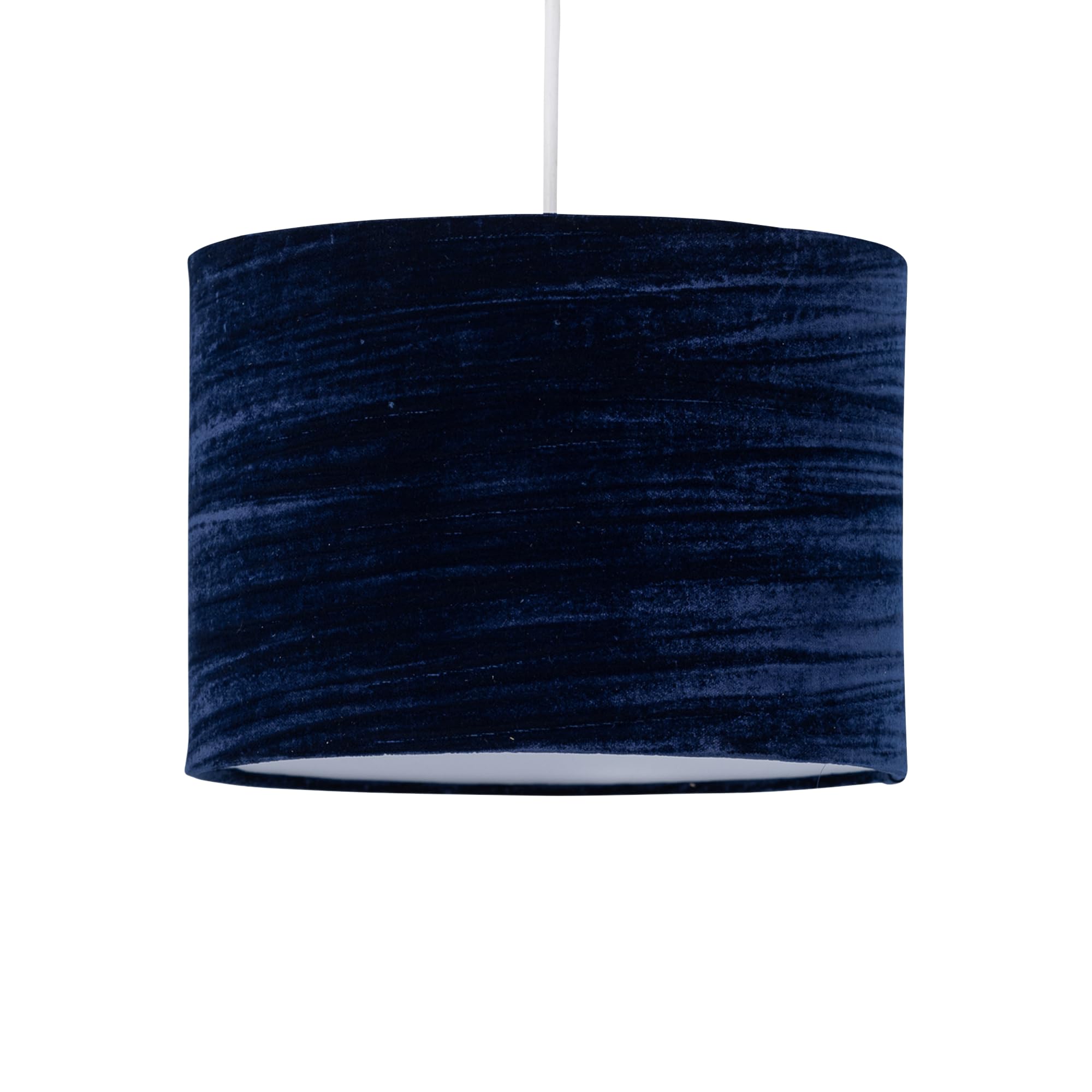Firstchoicelighting Blue Navy Crushed Velvet Pendant Shade, Easy Fit Ceiling Lightshade, Modern Light Shade, Diameter 25Cm