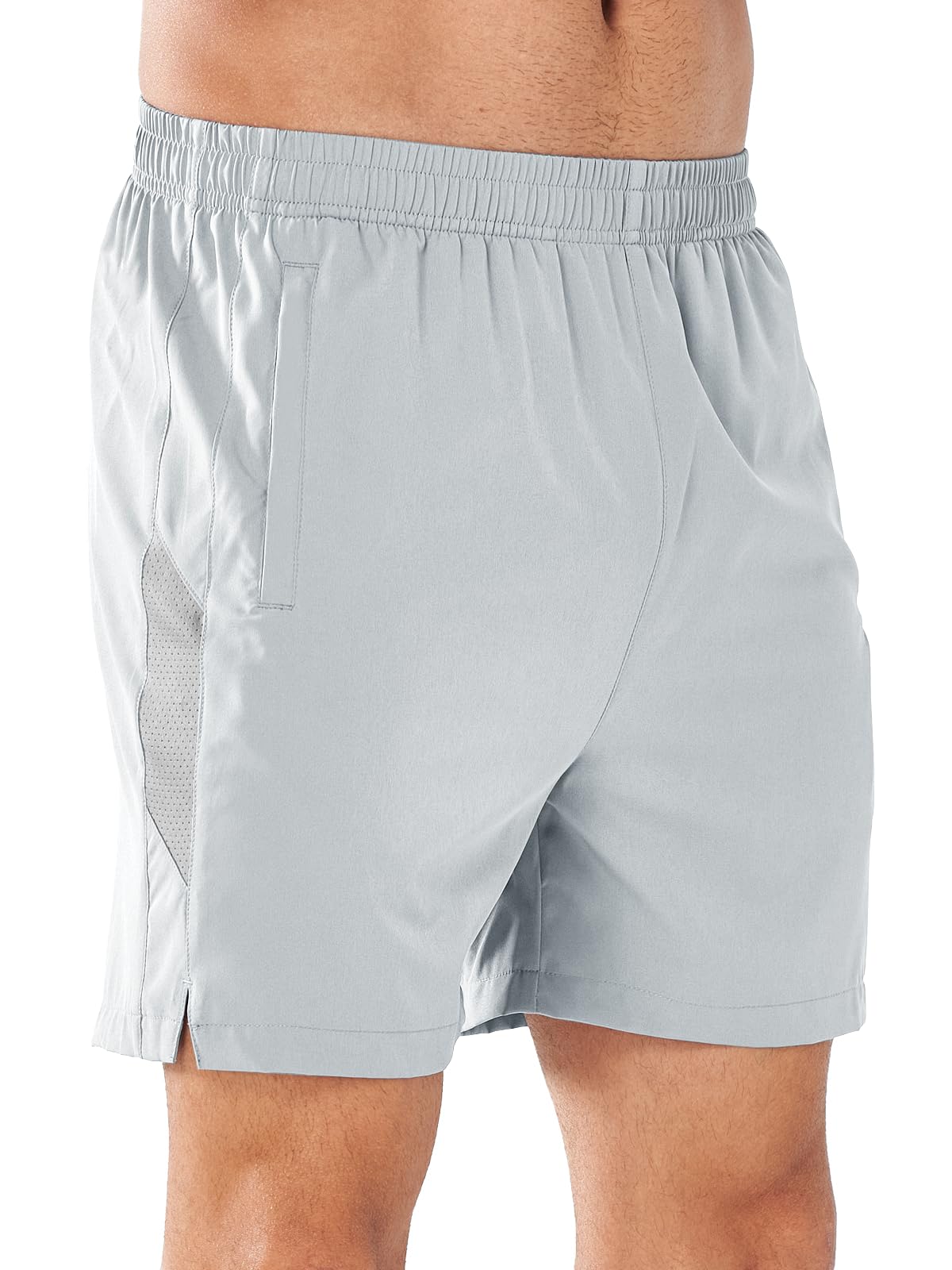 NORTHYARD Herren Laufshorts 12,7 cm Workout Gym Tennis 17,8 cm kurz schnell trocknend aktives Training mit Reißverschlusstaschen, Hellgrau, XL