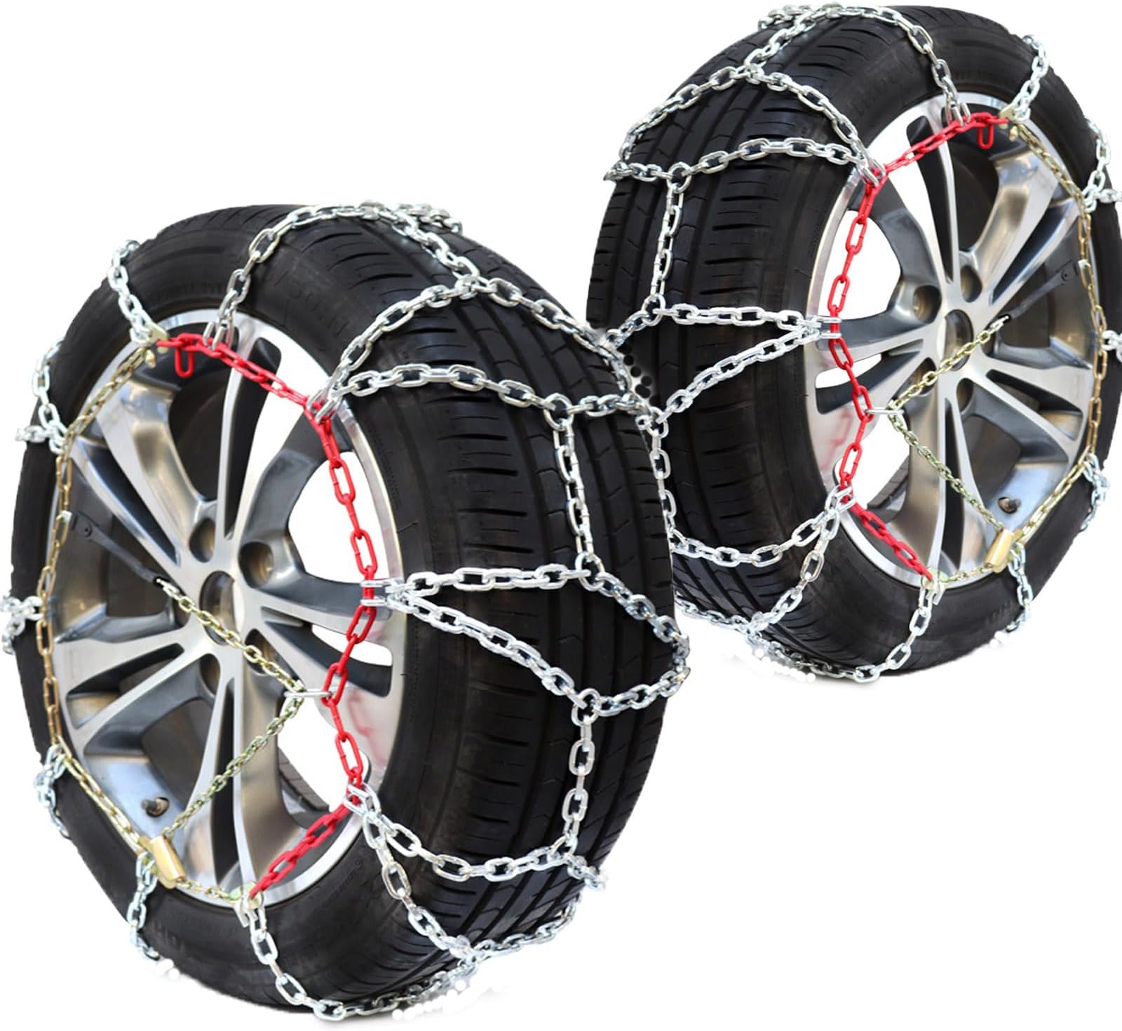 LADYYY Tire Chains Metal High Performance Simple No Jack Required Snow Chains Easy Installation Anti-Skid Snow Chains Mud Roads Snow Roads Bad Roads Sand Roads 2pcs 275/40-17