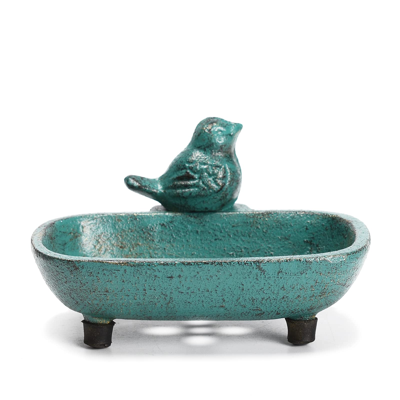 BRASSTAR Cast Iron Bird Soap Dish Holder, Green Drainable Soap Dish for Kitchen Shower Bathroom, Farmhouse Antique Decoration TQGJPT155