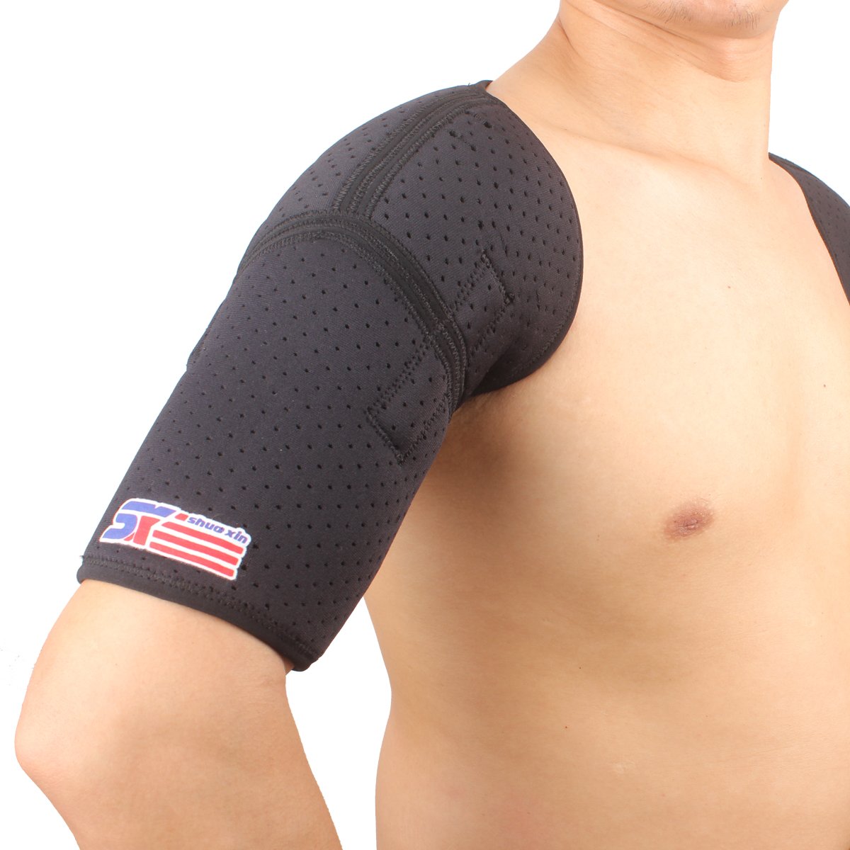Sports Double Magnetic Shoulder Brace Support Strap Wrap Belt Band Pad Black Free Size Suitable for Shoulder breadth