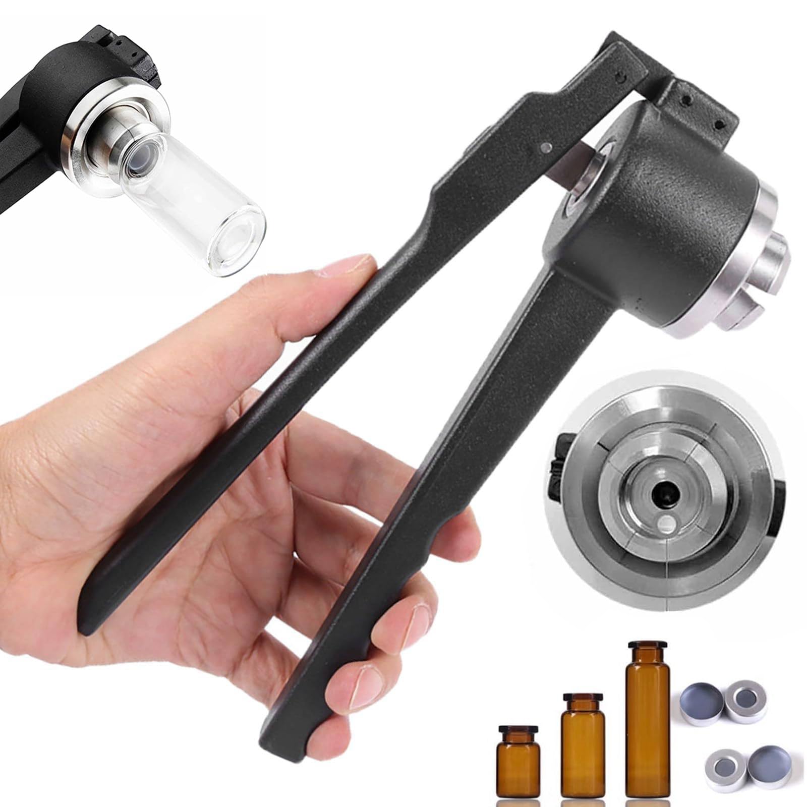 Bottle Capper， Vial Capper, Bottle Cap Capping Tool/Handheld Machine, Good Sealing, Suitable for Pure Aluminum Caps(11mm)