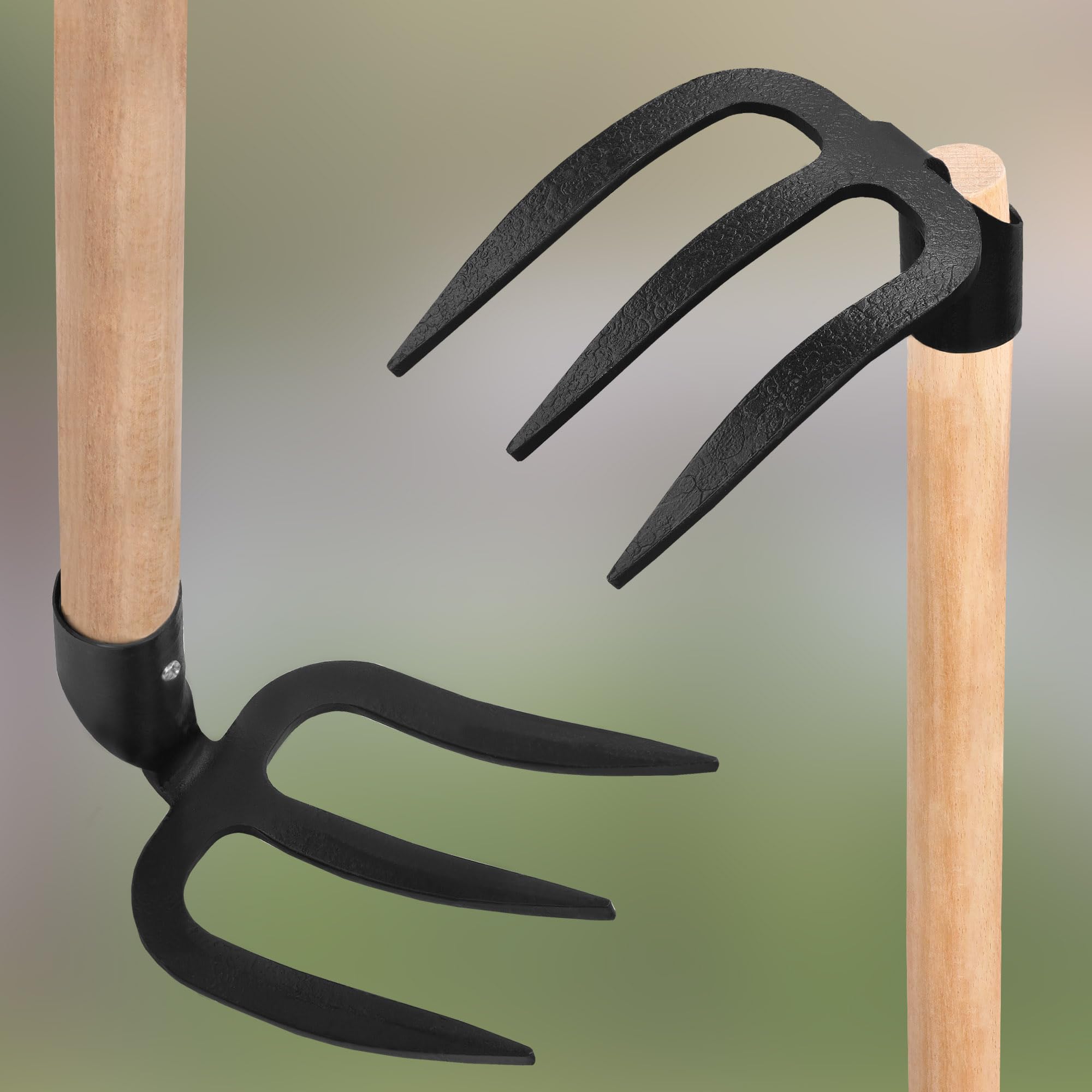 KOTARBAU® Motyka do ziemniaków z 3 zębami, drewniany trzonek 110 cm, rolnicza motyka ze stali, narzędzie ogrodnicze, akcesoria ogrodowe, narzędzia ogrodowe, narzędzia ogrodowe, narzędzia ręczne, hak