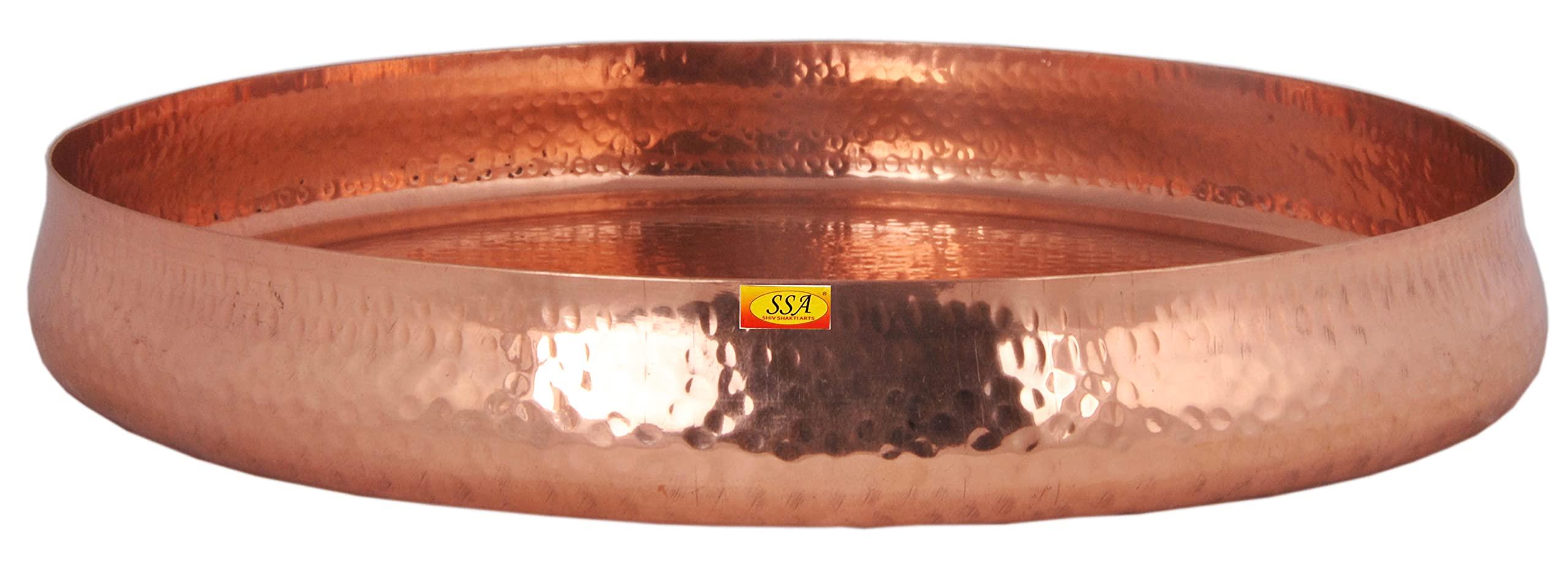 Shiv Shakti Arts® Pure Copper Plate| Thali | Khomcha | Plate (Sovreign) - for Serving Food, Tableware set of 1(Length - 32.5 cm)
