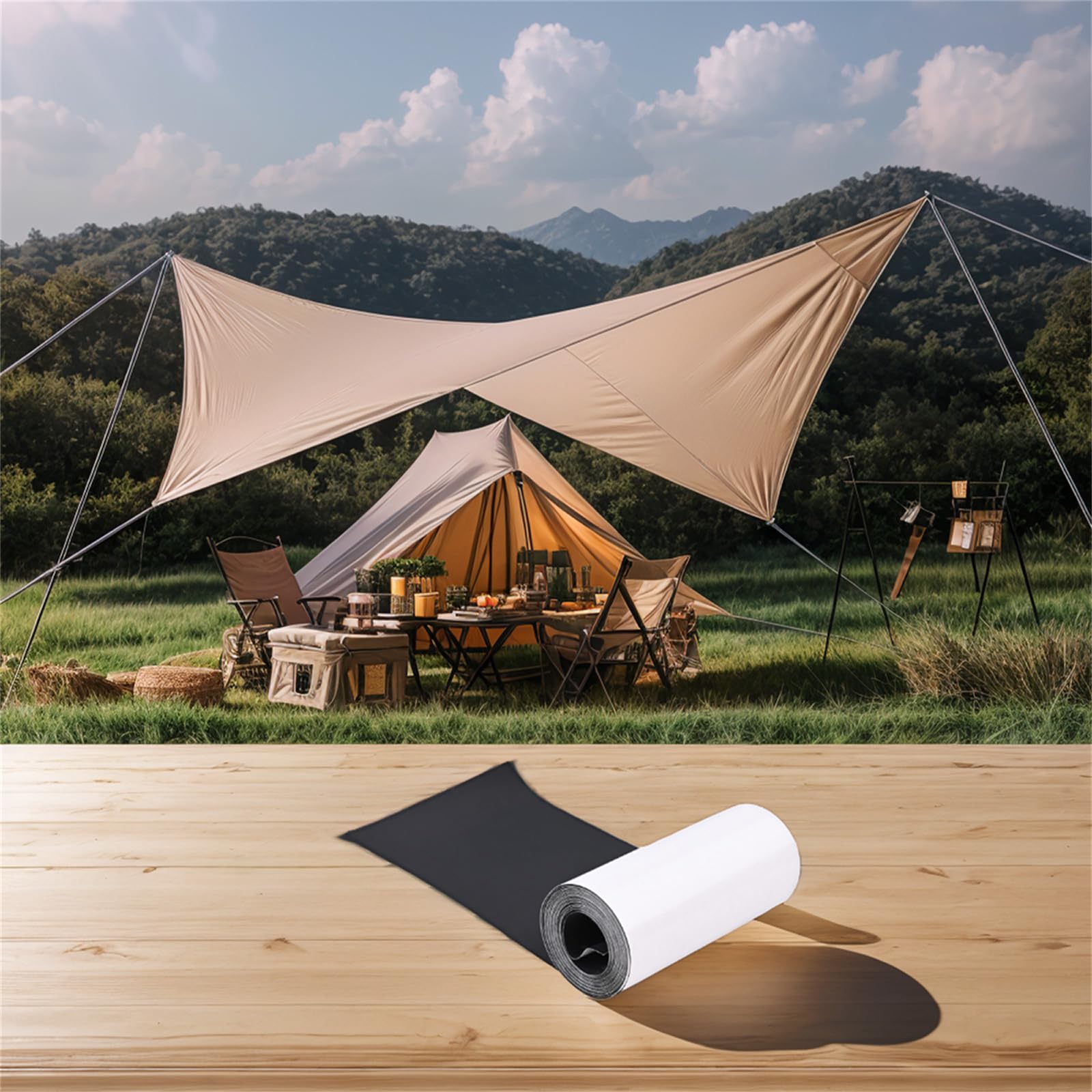 lanucn professional unsichtbares wasserdichtes zelt reparaturband EasyByMall Zelt-Reparaturband, Klebeband für Markise, Pavillon, Segeltuch, Nylon, UV-beständiges Luftbett-Paddling-Pool-Pannen-Reparatur-Set (schwarz) Baumarkt Farbe:black-grey Coody Hub Shelter Pro shop Sporting Goods
