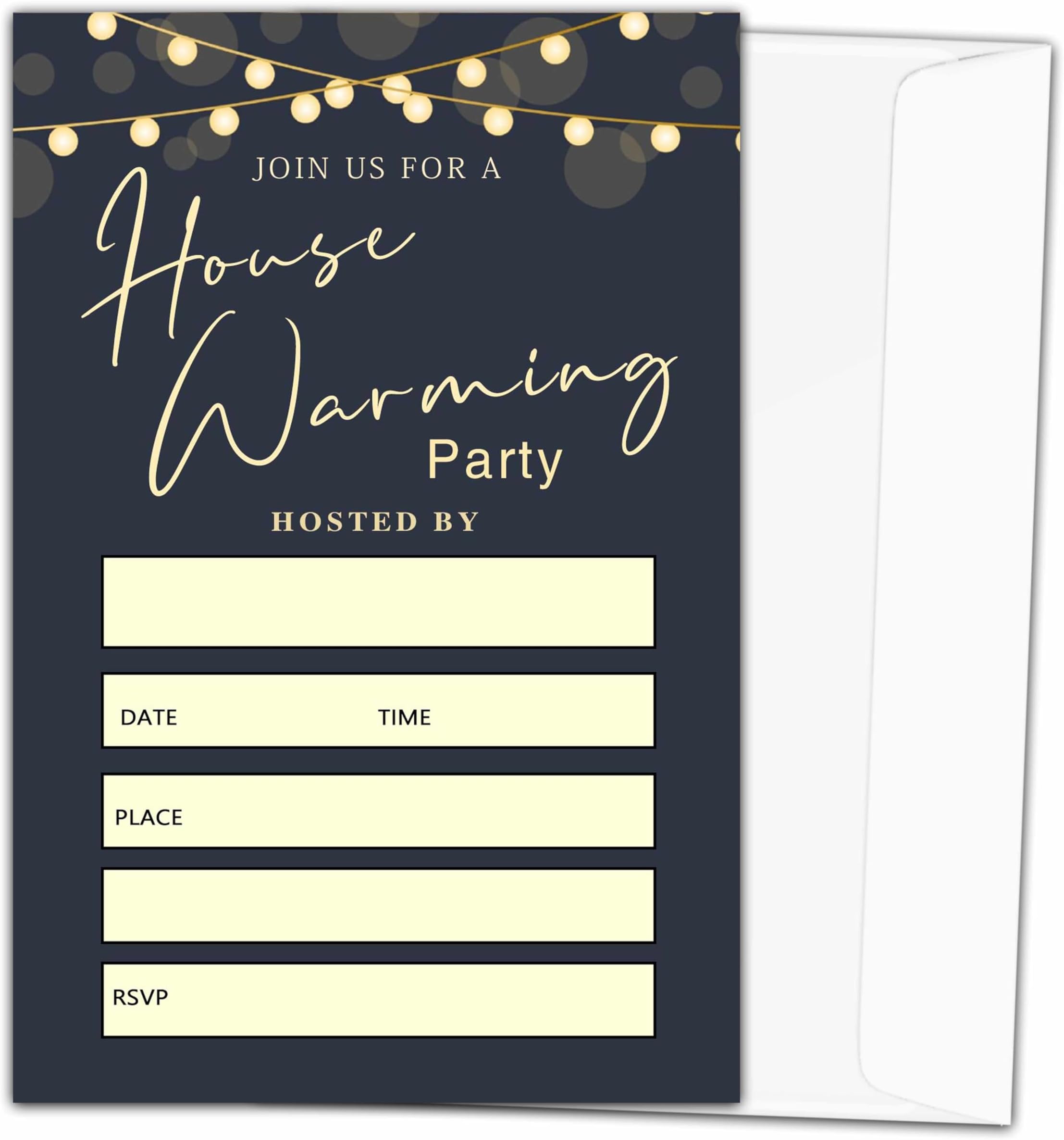 heiyihe 20 New Home Invitation Housewarming Invitations lanterns Housewarming Party Invite with Envelopes Modern New Home Invite cards(Black)-C09