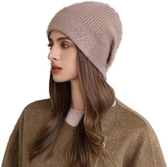 Slouchy Beanie Hat for Women Windproof Knitted Long Baggy Soft Beanies Hats Lightweight Jersey Skull Cap Headscarf