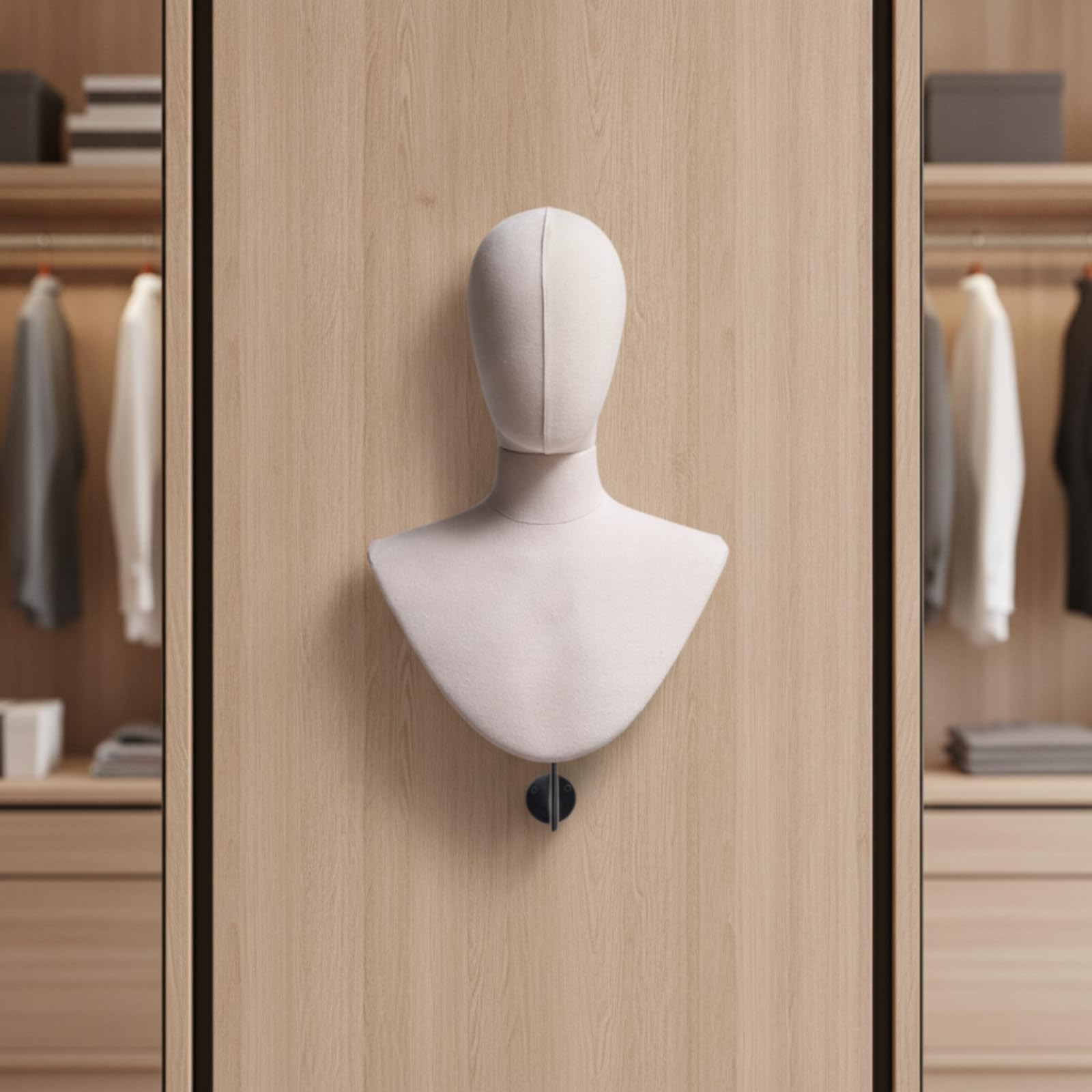 Soporte de Exhibición de Pared Cabeza de Maniquí Busto de Pared Gancho Metálico Manera de Tela Base Compacta y Estable , Style to 1