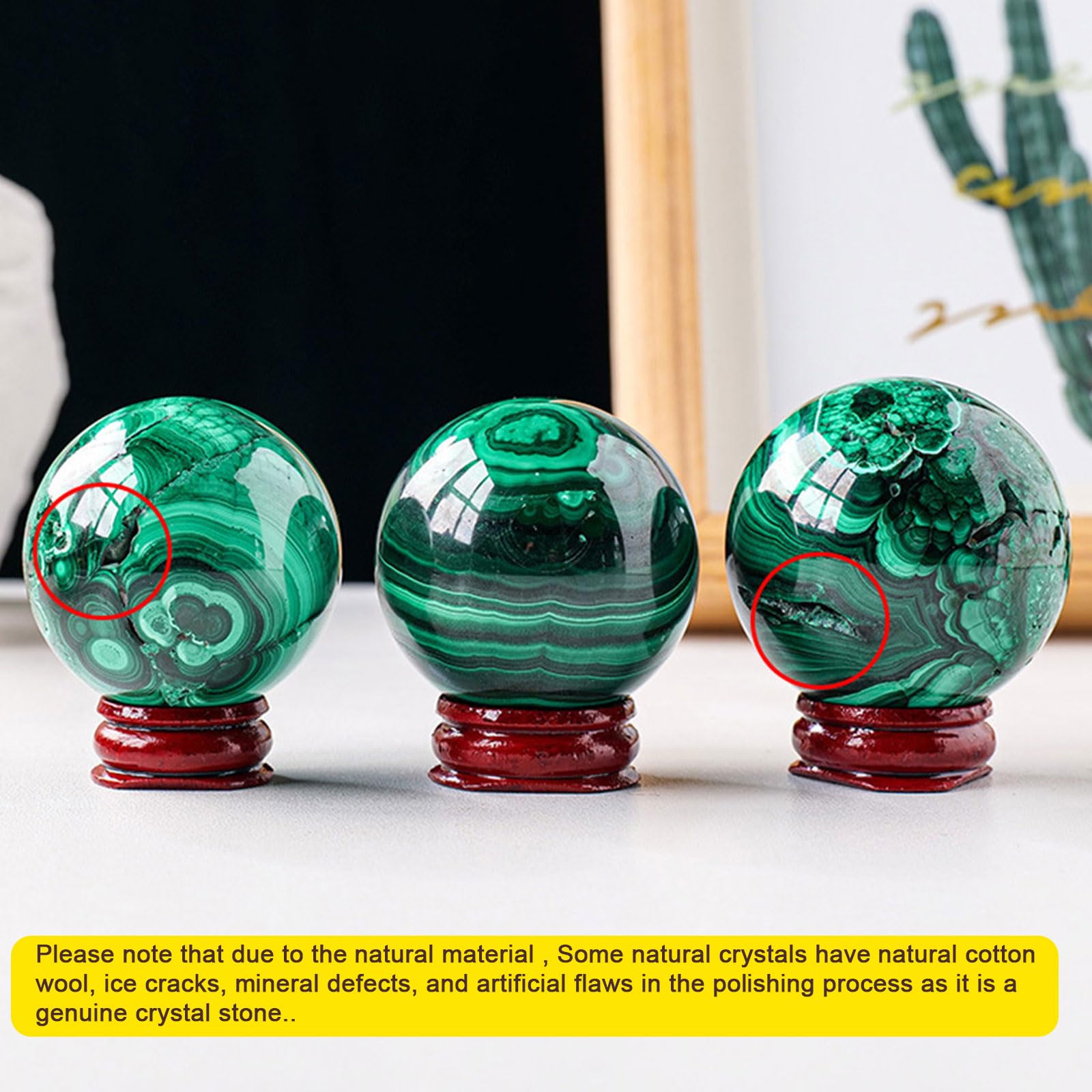 Sfera di Cristallo con Sfera di Malachite Verde, Statuetta con Scultura a Sfera in Pietra preziosa curativa Naturale con Supporto per Decorazioni per la casa,40~45mm
