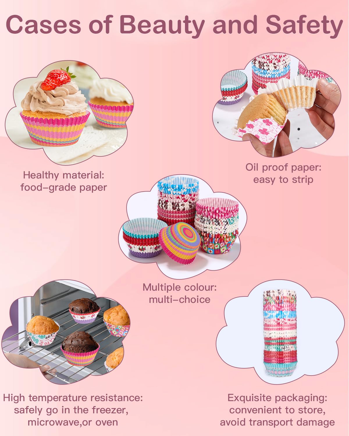 Caissettes Cupcake,200PCS Tasses de papier de cuisson de tulipe, Tulipe Cupcakes Moulle de Cuisson Moules à Muffins en Papier (set1 Caissettes Cupcake,200PCS Tasses de papier de cuisson de tulipe, Tulipe Cupcakes Moulle de Cuisson Moules à Muffins en Papier (set1