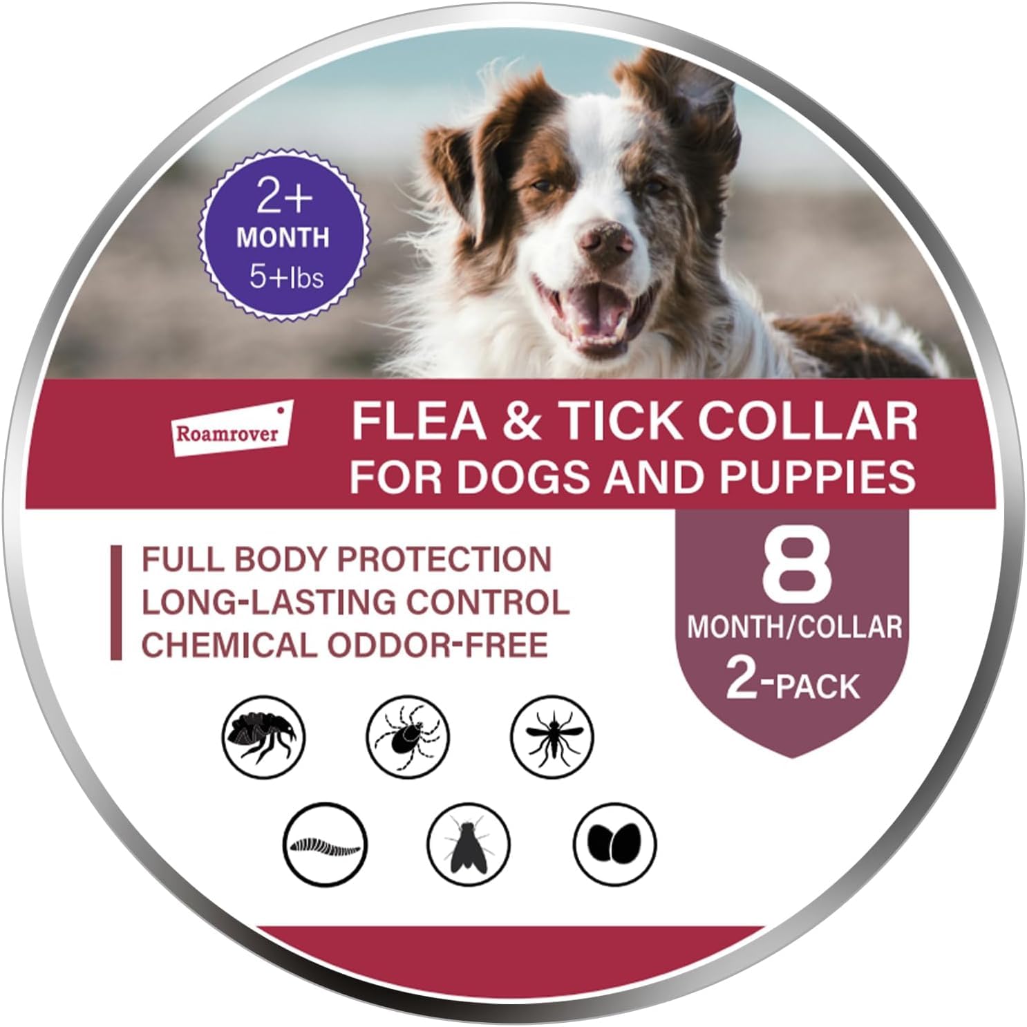 Collar Antiparasitario Perros, Aceites Esenciales Naturales, Impermeable y Ajustable, para Perros de 8 Semanas en Adelante, Seguro con Ingredientes de Origen Vegetal(2Pcs)