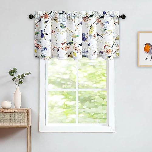 Miniatura 7 de Leeva Birds Vines - Cortinas estampadas para cocina, baño, lavandería, cenefa para ventanas y dormitorios, salón, 52 x 18 pulgadas