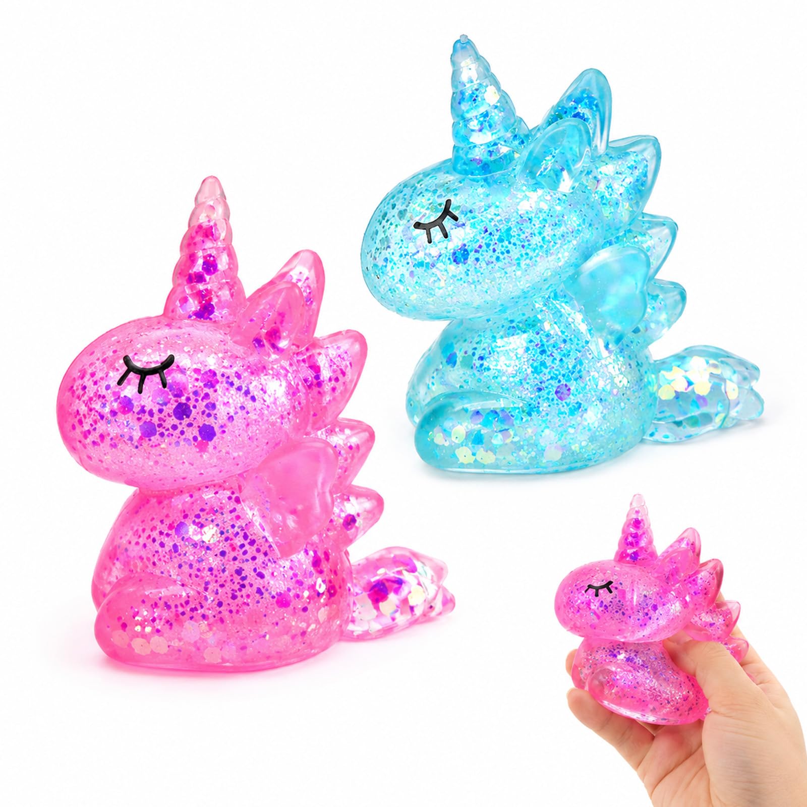 2 PCS Unicorn Squishy, Soft and Enchanting, Ideal for Home and Office Desk Decoration, a Great Gift Option, Pink & Blue