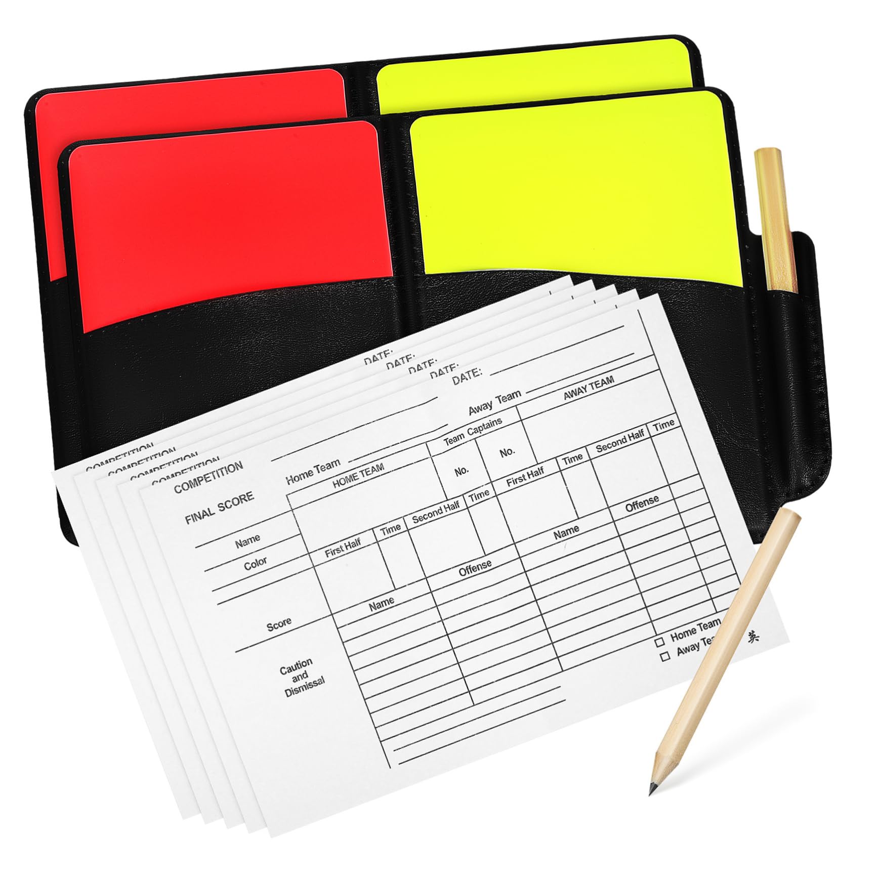 BRIGHTFUFU 2Set Referee Kits Standard Referee Wallet with Cards Score Sheet Pencil for Soccer Football Volleyball Basketball Durable Reusable Referee Supplies
