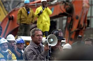 History Galore 16"x24" Gallery Canvas, President George W. Bush, addressing rescue workers at the World Trade Center site