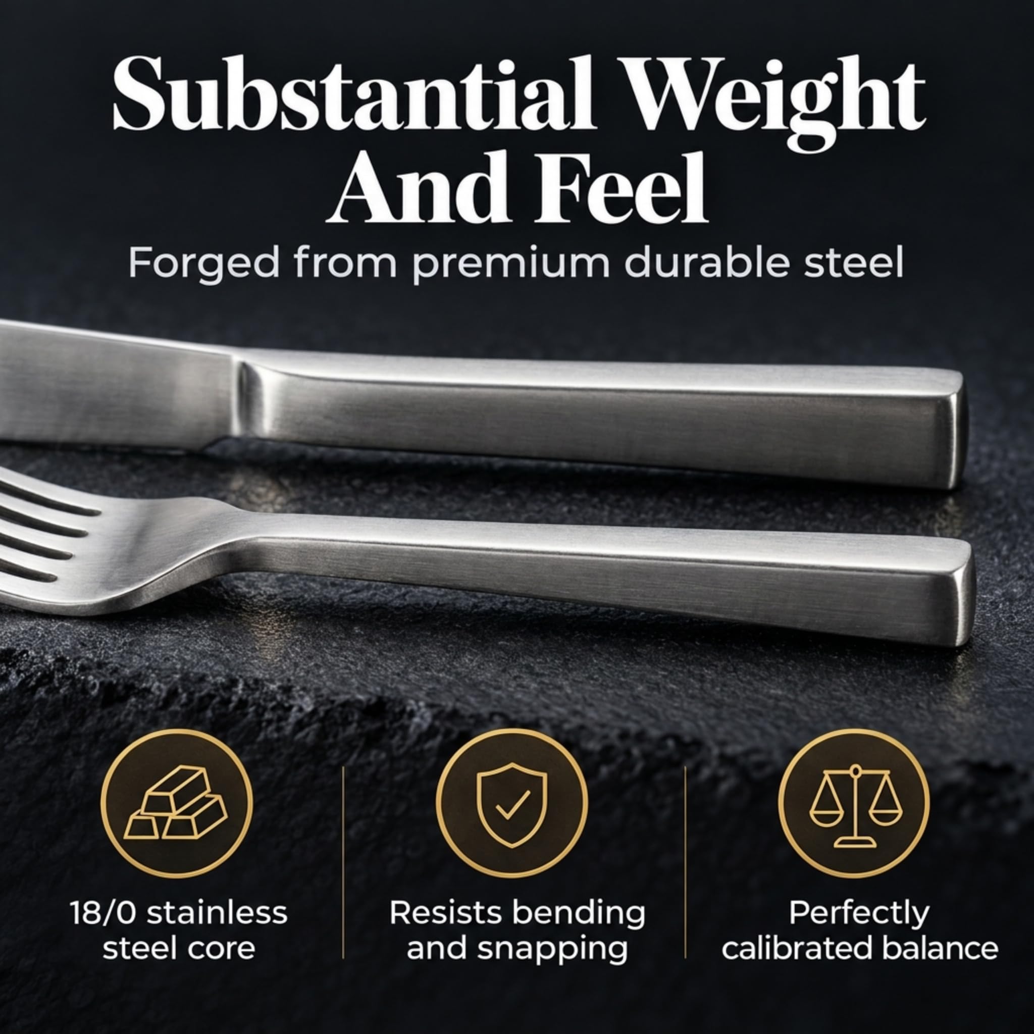 Godinger 20‑Piece Stainless Steel Silverware Set, Flatware Utensil Set for 4, Atlas, Silver Matte, 18/0 — Amazon image 6