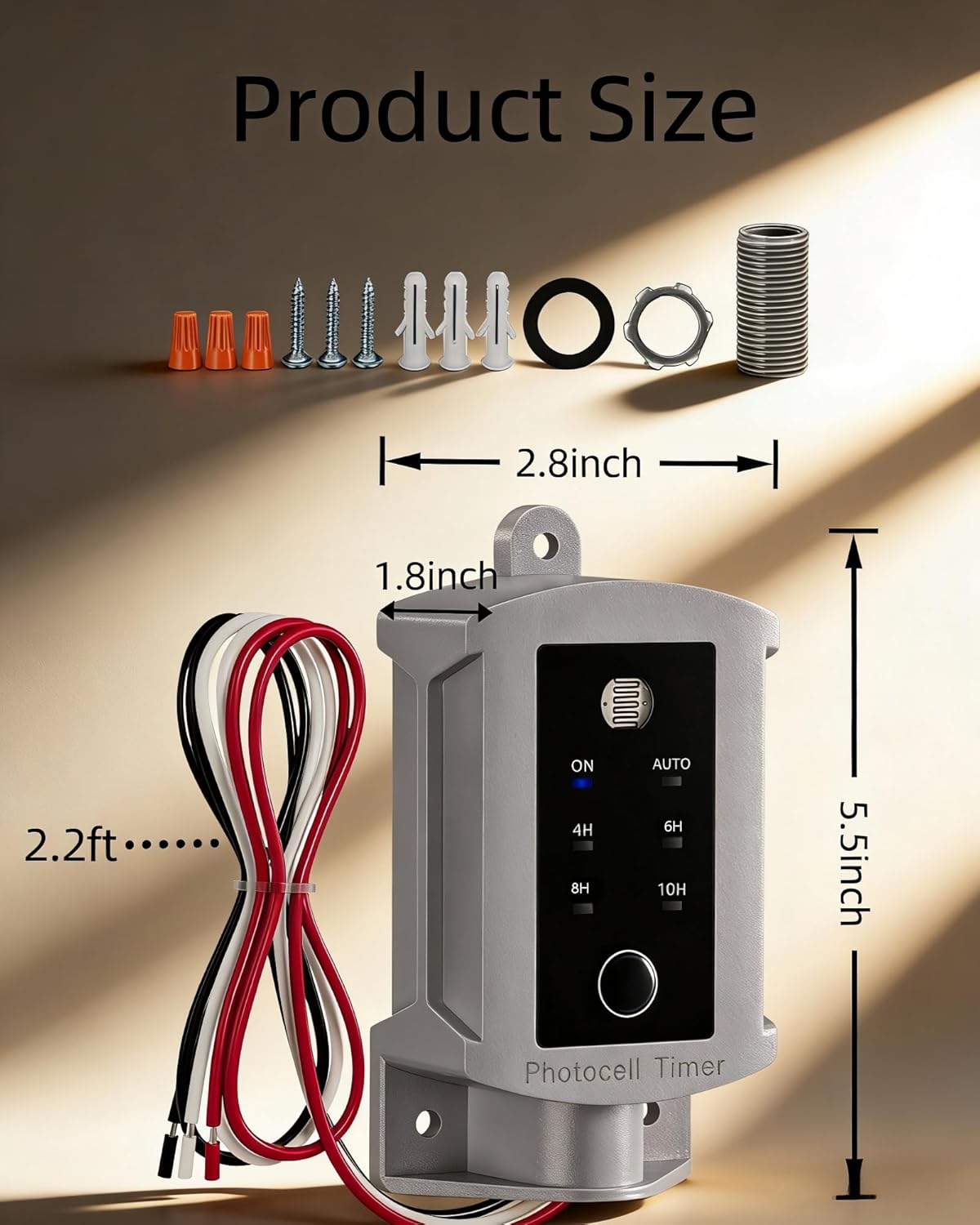 Dusk to Dawn Timer Switch for Outdoor Electrical Boxes, 15 AMP,120V Photocell Power Control, for Waterproof Junction Box, RV Outlet, Pool Pump, Power Distribution Box,Outdoor Light