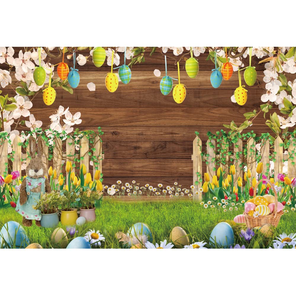 Fotohintergrund Vinyl 1,5 X 0,9 M – Motiv: Hase, Garten, Gras, Rustikaler Holz Für Studio, Babyparty & Portraits