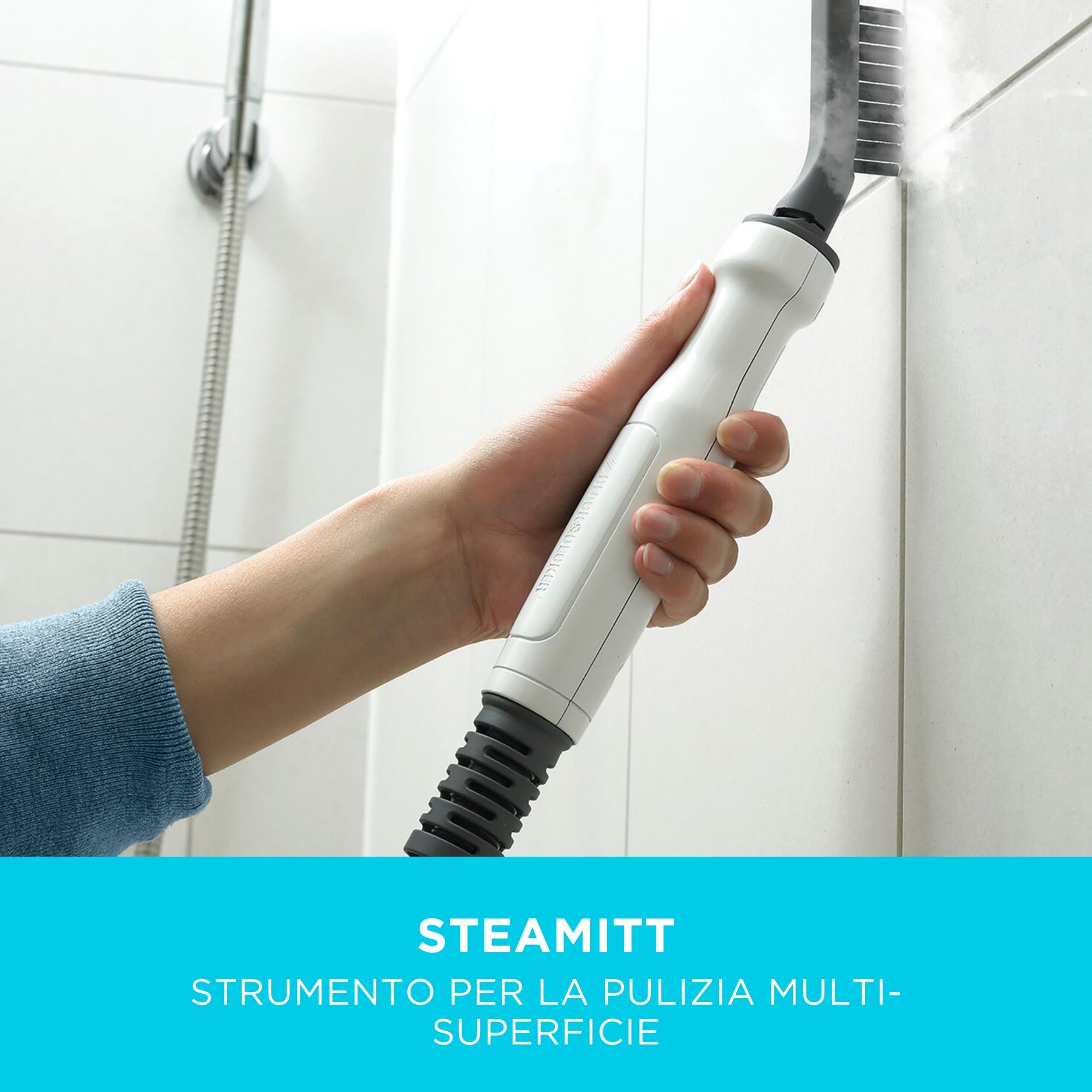 BLACK+DECKER Scopa a vapore 2 in 1 con guanto per la pulizia SteaMitt e 11 accessori, BHSM166DSM-QS