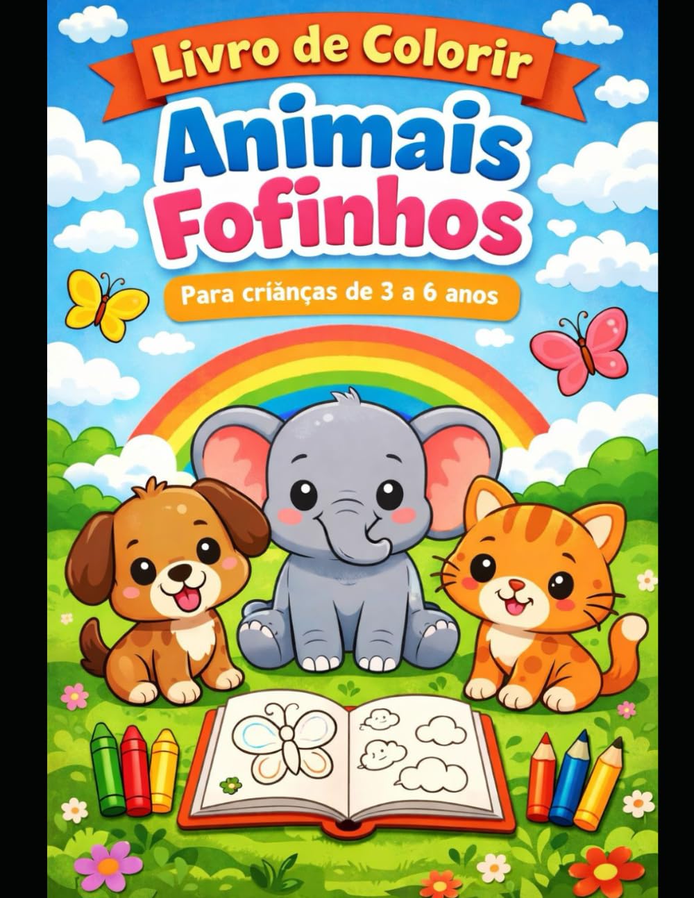 Livro de Colorir- Animais Fofinhos: para crianças de 3 a 6 anos