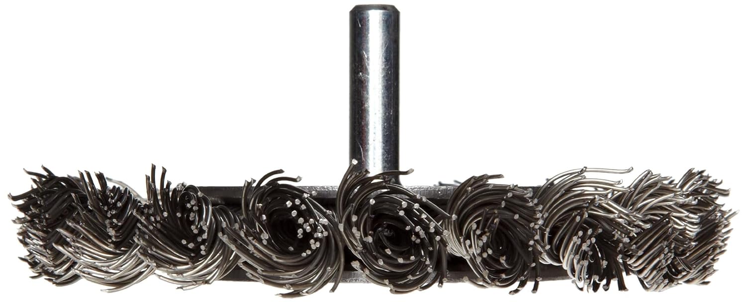 Weiler 17682 3-1/4" Stem-Mounted Knot Wire Wheel, .020" Steel Fill, 1/4" Stem, Made in The USA (Pack of 5)