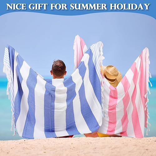 Miniatura 6 de Mepase Paquete de 20 toallas de playa turcas de 39 x 71 pulgadas, de algodón, sin arena, ligeras, de secado rápido, con flecos, para playa, piscina,