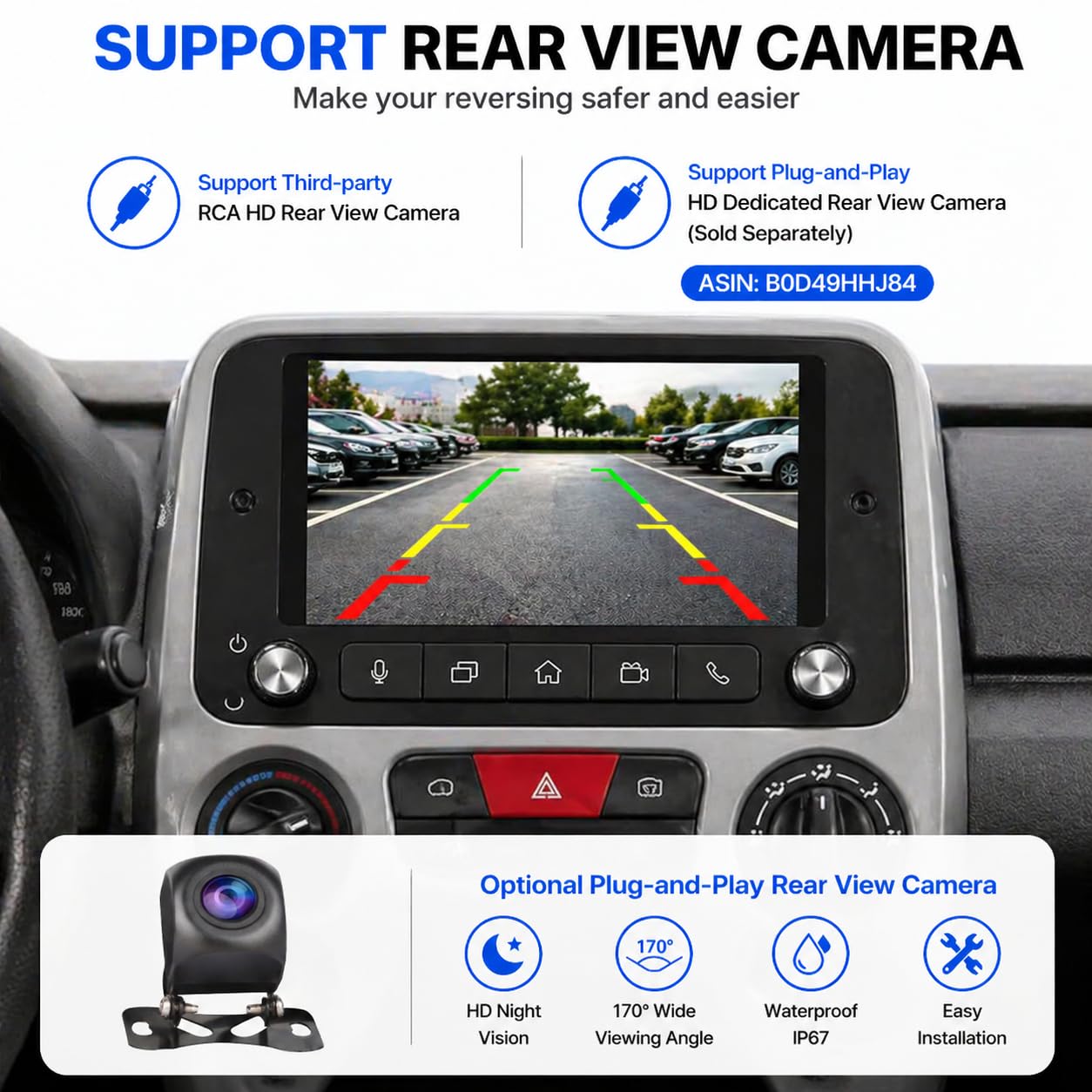 FIAT Panda 2003-2012 Autoradio 1 DIN CarPlay wireless Android Auto DSP RDS | Sistema Linux,avvio rapido 2s,Plug&Play,Bluetooth,CANBUS,comandi volante originali,schermo supporto telecamera posteriore