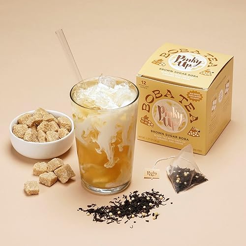 Miniatura 14 de Pinky Up Bolsitas de té Boba de mango y guayaba - Té de burbujas de hoja entera sin calorías - Regalo Boba 12 bolsas de té biodegradables
