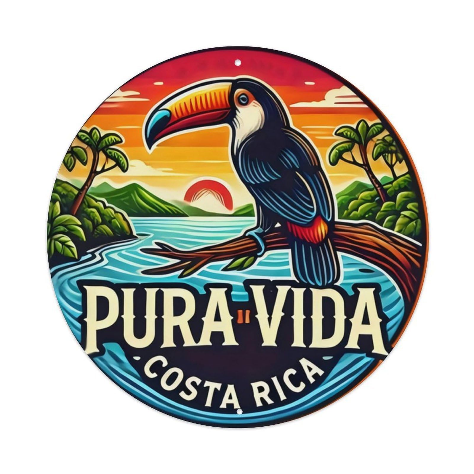 Costa Rica Toucan Vintage Aluminium Metal Sign, Retro Wall Decor for Home, Bar, Garage & Farmhouse 20x20cm