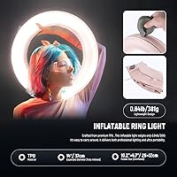 Vista 5 de NEEWER Anillo de luz inflable grande de 14 pulgadas con soporte de trípode/soporte para teléfono/control remoto, 35 W, luz LED portátil 2900-6500K