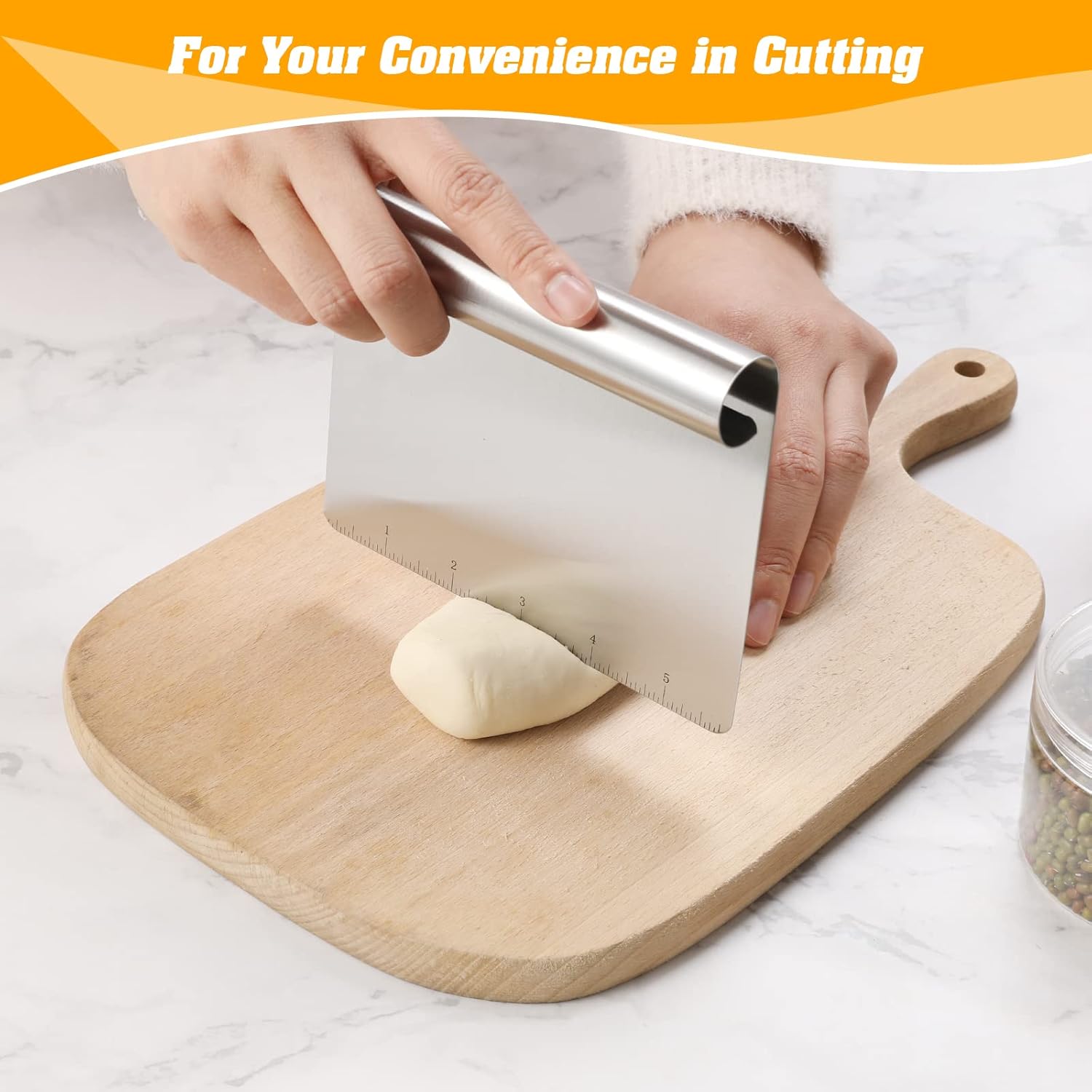 2 Pack Stainless Steel Food Scraper and Chopper Large Griddle Spatula Kitchen Tool Gadget,Multi-purpose Kitchen Utensil for Dough, Cake, Pizza