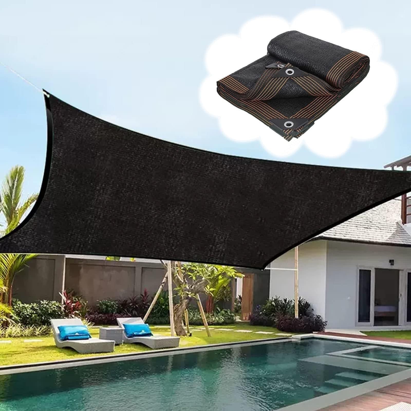 GLDYTVF Black Shade Tarpaulin 4x6m HeavyDuty Sun Shade Net for Garden & Greenhouse Breathable Mesh Fabric with Eyelets UV Protection Awning for Plants