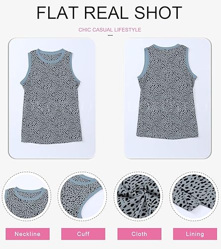 Miniatura 4 de Dokotoo Camisetas sin mangas con estampado de leopardo para mujer, cuello redondo, sin mangas, para verano, estilo casual