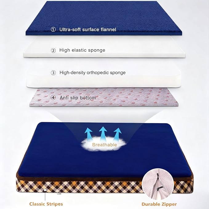 Cama Ortopédica para Perro Grande 122x102x12 cm con Funda Lavable miniatura 4