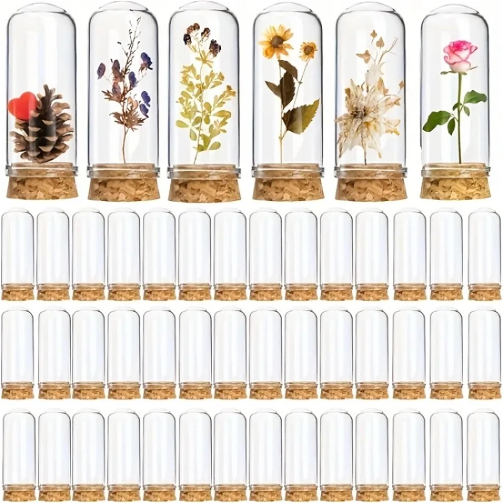 ZYAYNG 40 Pcs Glass Cloche Bell Jars With Cork Lids Dome Display Containers Decorative Message Bottles Home Wedding Decor For Display