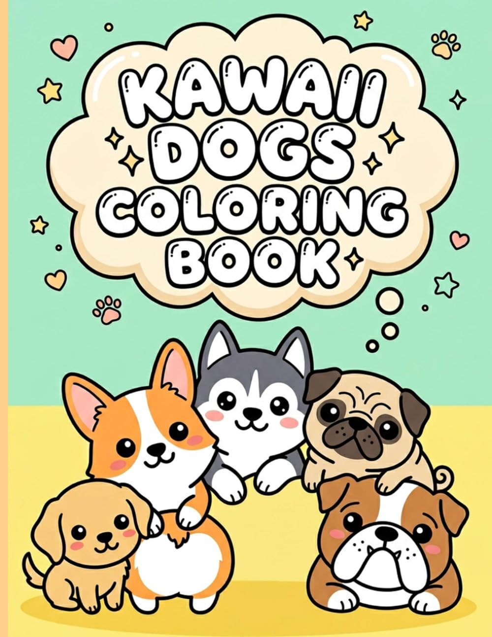 Kawaii Dogs Coloring Book: Adorable and Sweet Puppy Friends with Big Expressive Eyes for Super Cute and Relaxing Screen-Free Activities