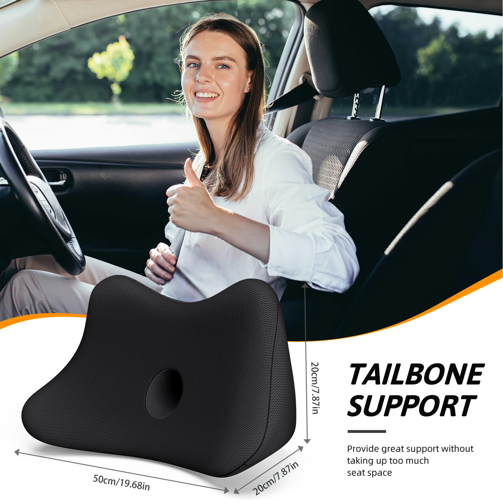 Benazcap Lumbar Support Pillow for Car Lower Back Support Pillow for Sciatica Back Pain Relief 2 in 1 — view 6