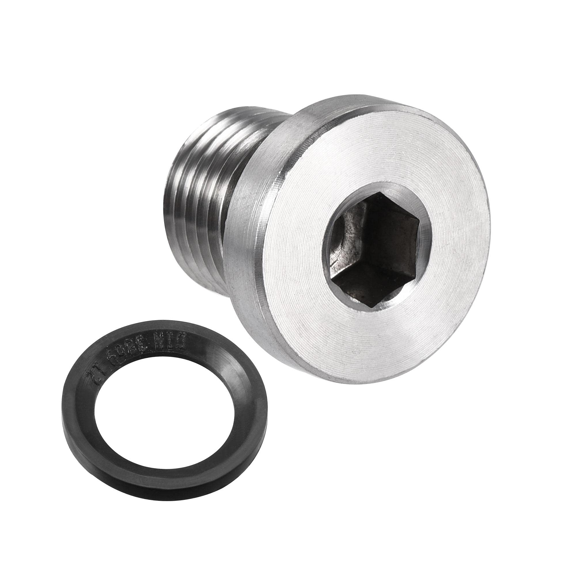 Raccord M12 x 1,25 uxcell en acier inoxydable à tête hexagonale avec bague