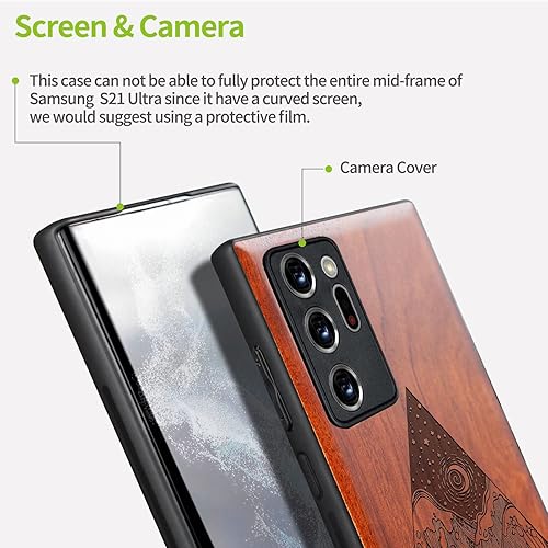 Miniatura 3 de Carveit Funda de madera para Galaxy Note20 Ultra [madera real dura y TPU suave negro] funda protectora de madera única y elegante compatible con