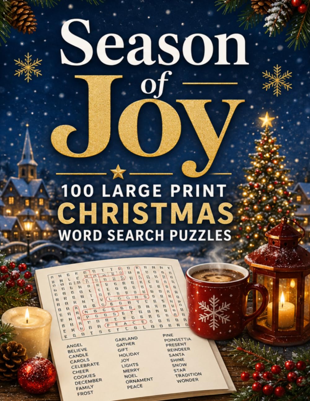 Season of Joy Word Search: 100 Large Print Christmas Puzzles cover