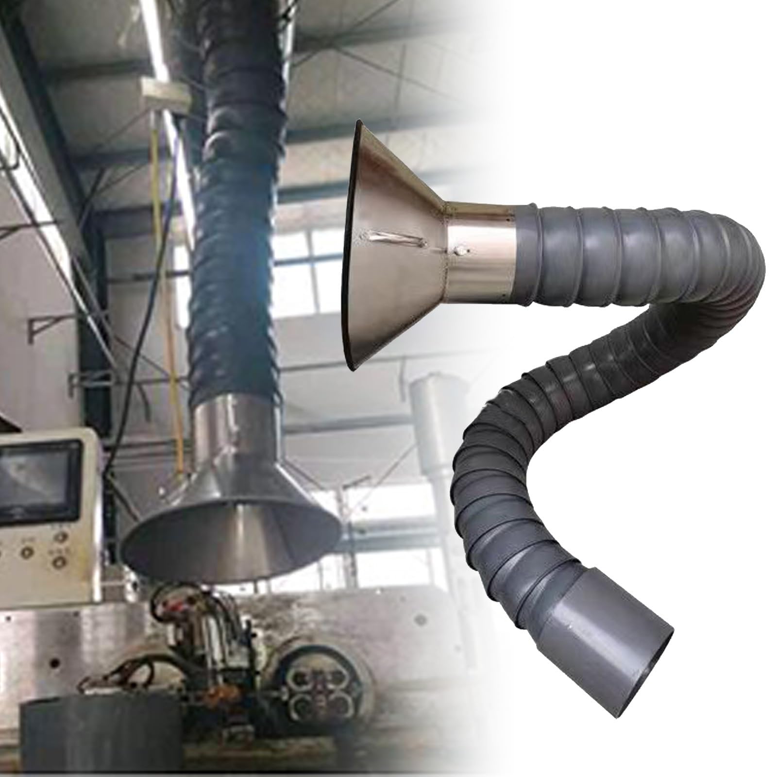 Tuyau d'extraction de fumées gris de 200mm de diamètre pour soudure industrielle