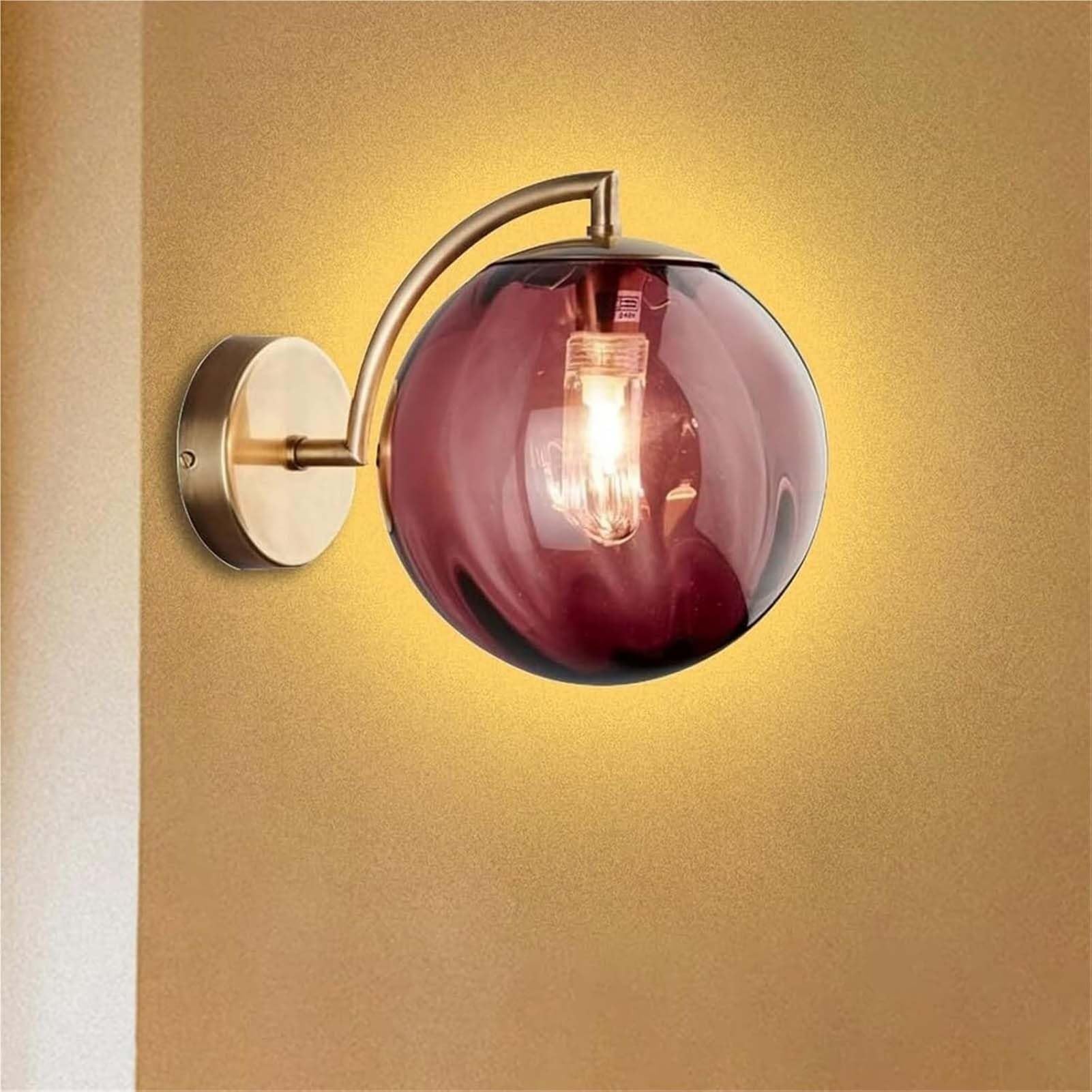 KBUUKYYXouy Wall Lamp with Round Crystal Shade and Metal Base, 3000K Warm Light Sconce for Living Room, Bedroom, Bathroom, Hallway(C)