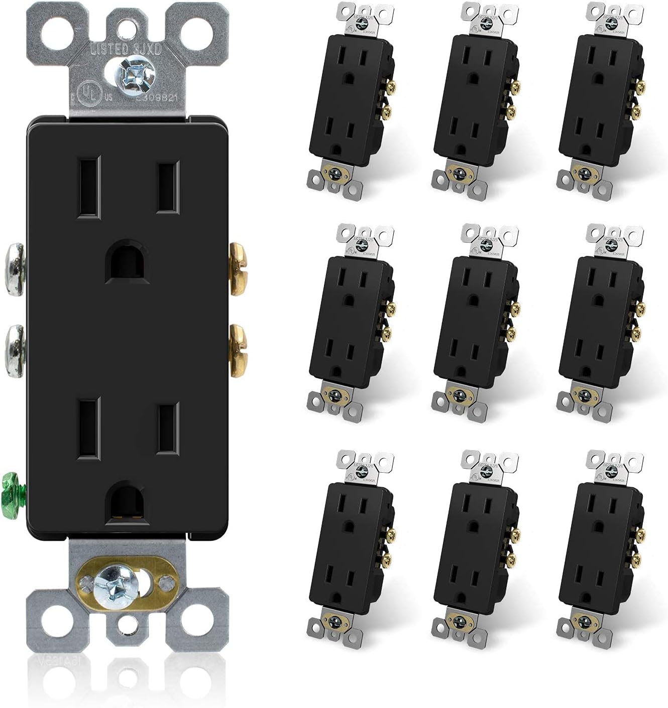 ELEGRP Decorator Receptacle with 1-Gang Screwless Decorative Wall Plates