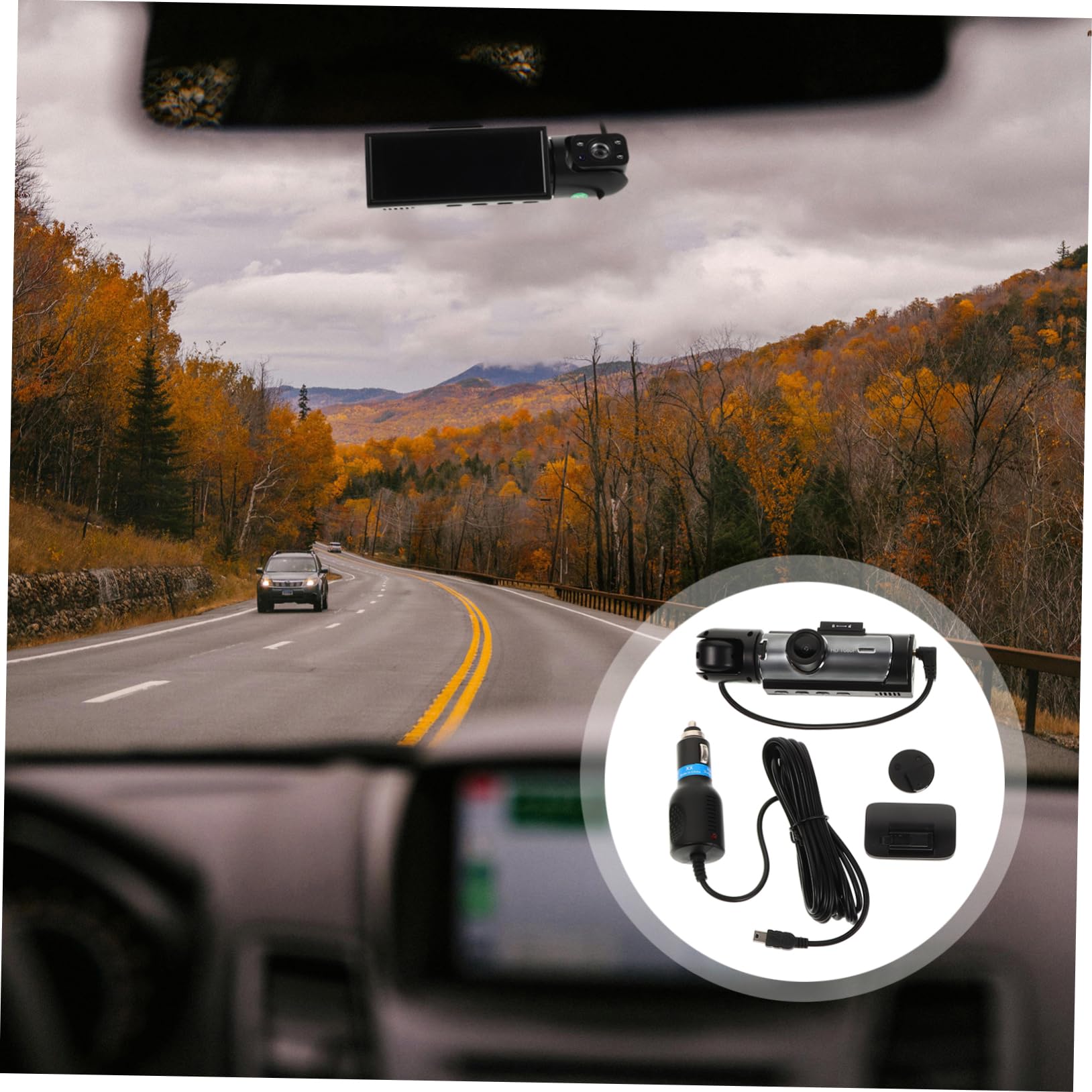 DOITOOL Cámara de Salpicadero Dual para Coche Grabación en Bucle y Visión Nocturna, Función Plug and Play, Material Plástico, Adecuado para Monitoreo Interior y Exterior del Vehículo