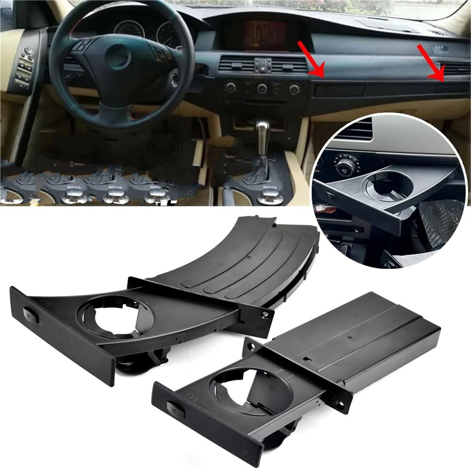 Becherhalterung Kompatibel Mit Für 550 2006 2007 2008 2009 2010 Autoteile Vorne Links Rechts Getränkehalter Getränkehalter Schwarz Halter OEM：51459125622